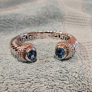 Bali Blue Topaz Sterling Silver Hinged Bracelet